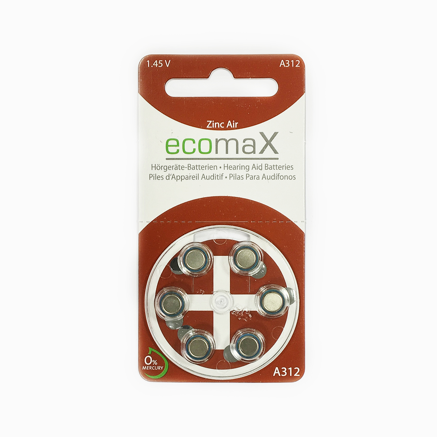 120 Stück Ecomax Hörgerätebatterien 312 Haltbar bis März 2022 